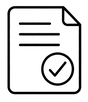Icono de documento con sello de verificación, para la gestión de permisos y comunidad de vecinos.