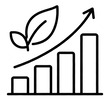 Icono de escala de eficiencia energética con barras crecientes y una hoja.