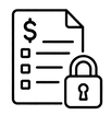 Icono de documento de presupuesto con un candado cerrado, para el presupuesto cerrado.