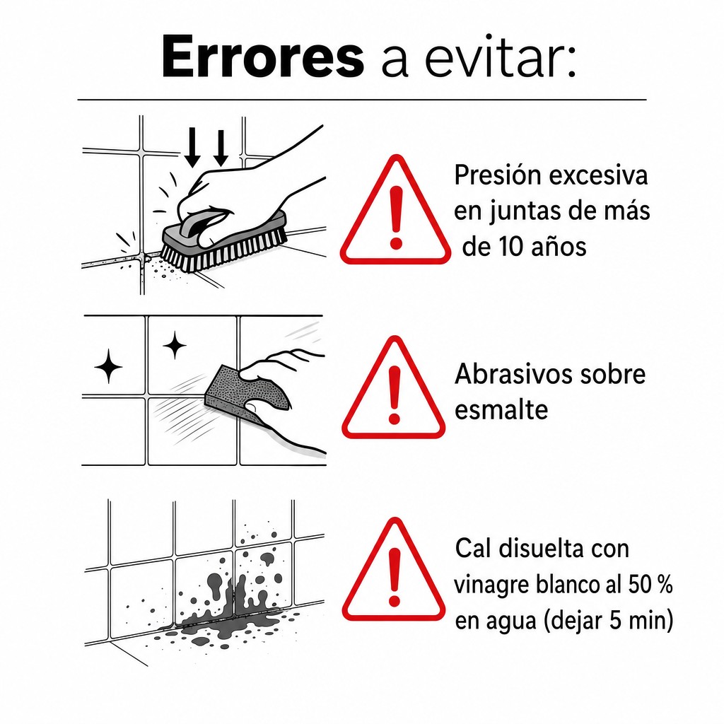 Infografía de errores a evitar al limpiar azulejos de cocina